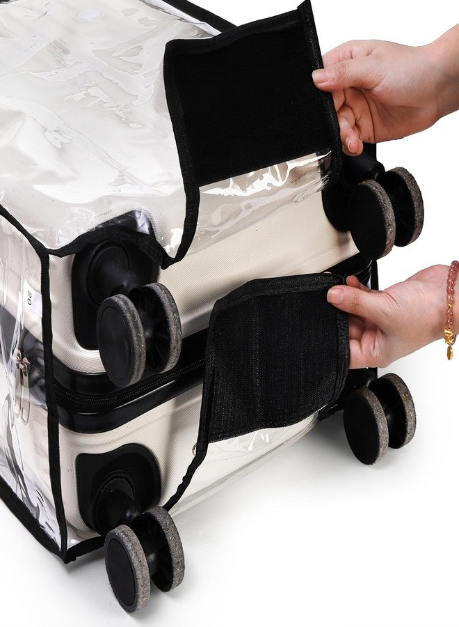 WRINGKIT 3 Pieces Clear Luggage Cover, PVC Suitcase Cover, Waterproof Dustproof Suitcase Covers Protector with Black Border for 20" 24" 28" Wheeled Luggage - Image 4